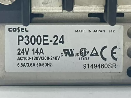 Cosel P300E-24 Power Supply, 24VDC 14A, AC100-120V/200-240V 