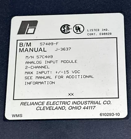 Reliance Electric 57409-F Analog Input Module 2-Channel 