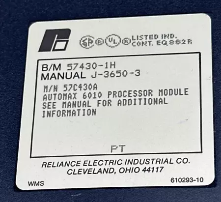 Reliance Electric 57430-1H Automax 6010 Processor Module 