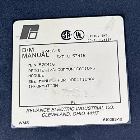 Reliance Electric 57416-S Remote I/O Communications Module 
