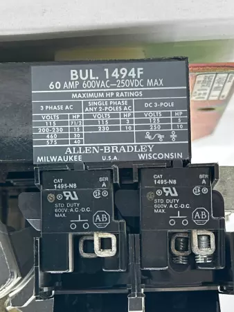 Allen-Bradley 1494F-N60 Disconnect Switch, 600VAC 250VDC 60A 