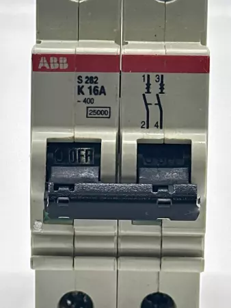 ABB S282 K16A 2-Pole Circuit Breaker, 277/480VAC 16Amp 