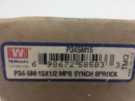 NEW TB WOOD'S P34-5M-15X1/2 NEW TB WOOD'S P345M15 MPB SYNCH SPROCKET PN# P34-5M-