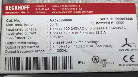 Beckhoff AX5206-0000 Servo Drive 