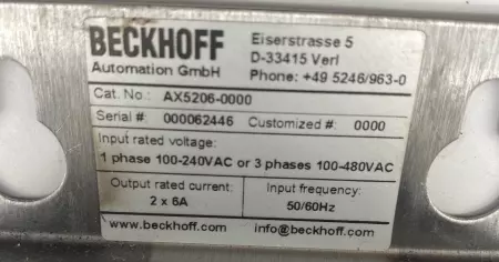 Beckhoff AX5206-0000 Servo Drive 