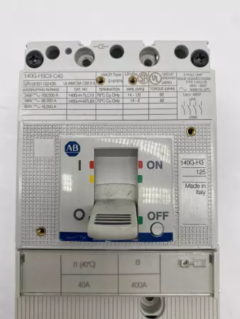 Allen-Bradley 140G-H3C3-C40 Circuit Breaker 600V Max 40Amp 