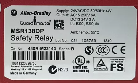 Allen-Bradley 440R-M23143 Guardmaster® Safety Relay, In 24VAC/DC 4W 