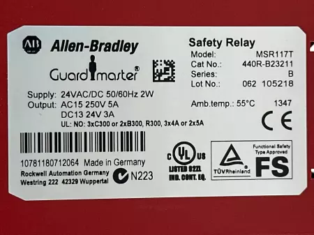 Allen-Bradley 440R-B23211 Guardmaster® Safety Relay 24VAC/DC 2W 