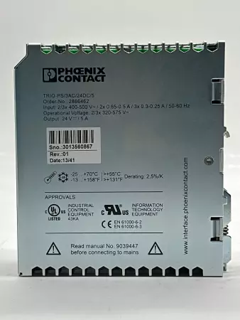 Phoenix Contact TRIO-PS/3AC/24DC/5 Power Supply 