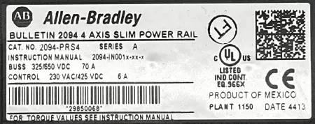 Allen-Bradley 2094-PRS4 SER.A chassis 4-Axis Slim Power Rail, Bulletin 2094 