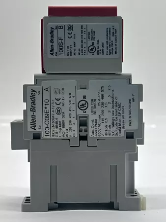 Allen-Bradley 100S-C09EJ14C SER.A Safety Contactor 600VAC 24VDC 9A W/Aux. Block 