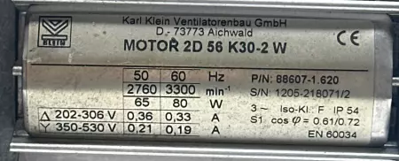 Karl Klein DNG 2-4 Blower, 2W Motor, 310-350m³/h at 60Hz 