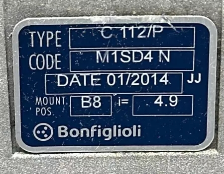 Bonfiglioli C112/P Gearmotor & Gearbox, Ratio 4.9:1 