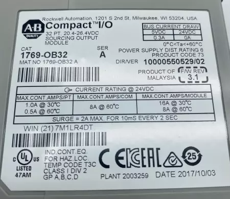 Allen-Bradley 1769-OB32 SER.A Compact™ I/O Sourcing Output Module 