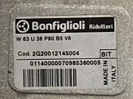 Bonfiglioli 69908200080 Induction Motor 1HP W/Gear Reducer 