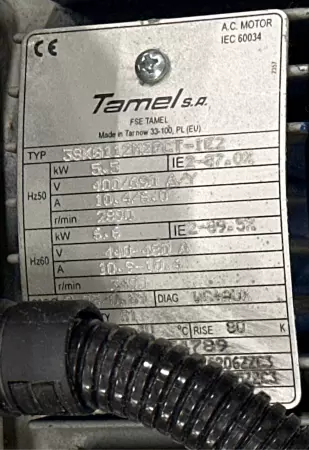 Tamel S.A. 3SKG112M2PCT-IE2 AC Motor 8.85HP W/Blower Assembled 