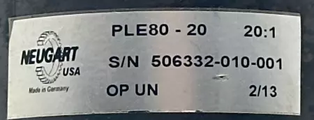 Neugart PLE80-20 Speed Reducer, Ratio 20:1 