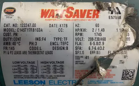 Leeson Electric C145T17F.B103A WattSaver AC Motor, 2HP Frame 145T 