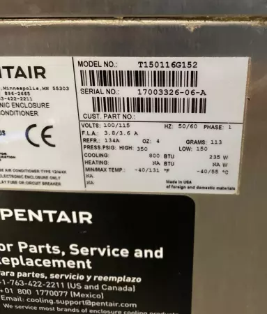 Hoffman T150116G152 Pentair Electronic Enclosure Air Conditioner 