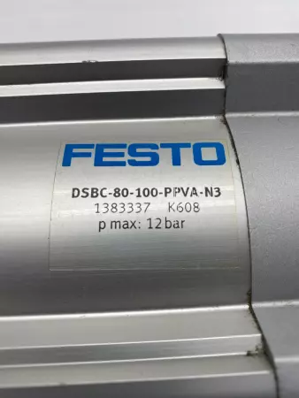 Festo DSBC-80-100-PPVA-N3 Pneumatic Cylinder, 80mm Piston 100mm Stroke 