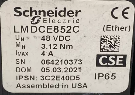 Schneider Electric LMDCE852C Motion Control Stepper Motor 48VDC 