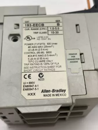 Allen-Bradley 193-EECB SER.B Overload Relay, 600V 1-5Amp 