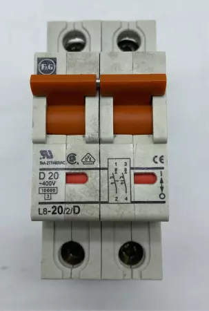 Sprecher + Schuh L8-20/2/D 2-Pole Circuit Breaker, 400VAC 20Amp 