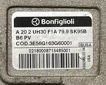 Bonfiglioli 3E56G163G0001 Right Angle Speed Reducer, Ratio 79.9:1 