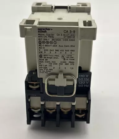 Sprecher+Schuh CA3-9-10 Contactor 120V Coil 600VAC 9A 