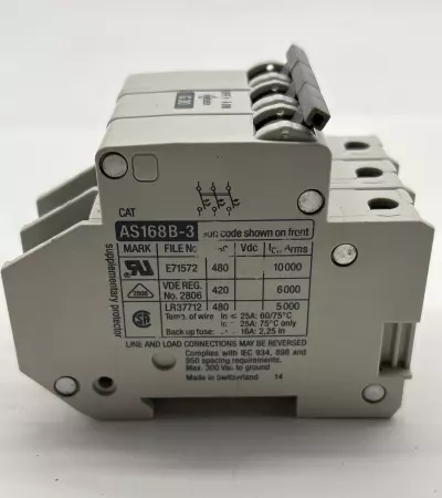 Weber AS168B-3G30 3-Pole Circuit Breaker, 480VAC 30Amp 