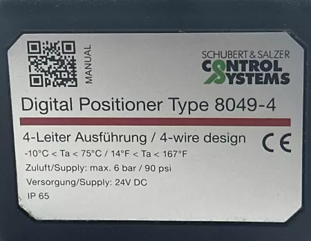 Schubert&Salzer 7020/8049-4 Valve 1.44, Actuator and Digital Positioner Assy 