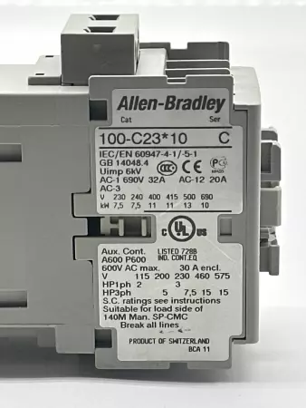 Allen-Bradley 100-C23*10 SER C Contactor 120V Coil 600V 30A 