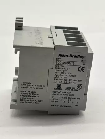 Allen-Bradley 100-M09N*3 SER.A Contactor, 600VAC 9Amp 