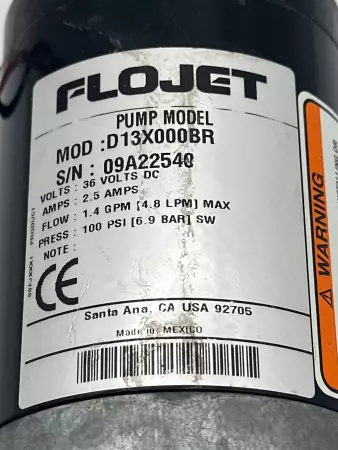 Flojet D13X000BR Pump Auto Scrubber 