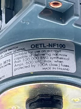 ABB OETL-NF100 3-Pole Disconnect Switch, 600V 100A 