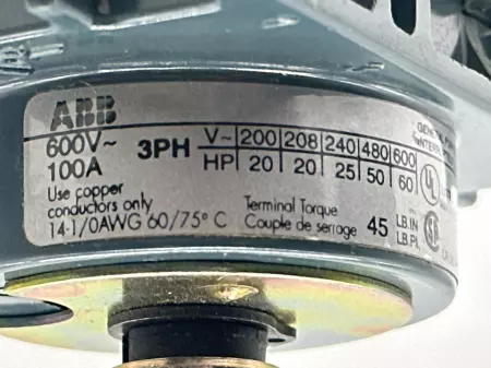 ABB OETL-NF100 3-Pole Disconnect Switch, 600V 100A 