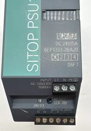 Siemens PSU100S Sitop DC Power Supply, Input 120/230VAC Out 24VDC 