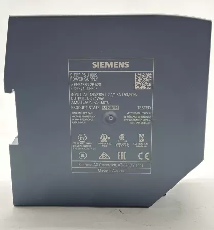 Siemens PSU100S Sitop DC Power Supply, Input 120/230VAC Out 24VDC 