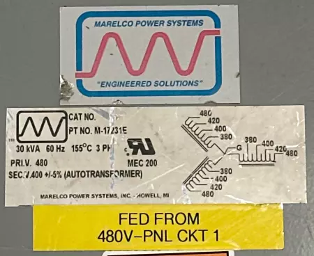 Manelco Power Systems M-17231E Transformer 3-Phase 30kVA 
