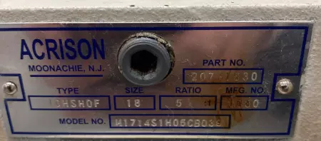 Acrison 105X GPDF Volumetric Feeder W/1HP Motor 