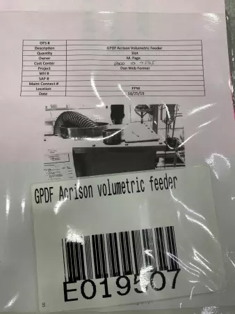 Acrison 105X GPDF Volumetric Feeder W/1HP Motor 