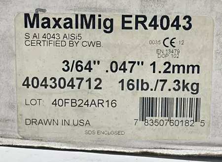 Hobart ER4043 MaxalMig Welding Electrode Roll 1.2mm 16lb/7.3Kg 