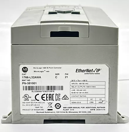 Allen-Bradley 1766-L32AWA SER.C FW21 32-Point Controller 