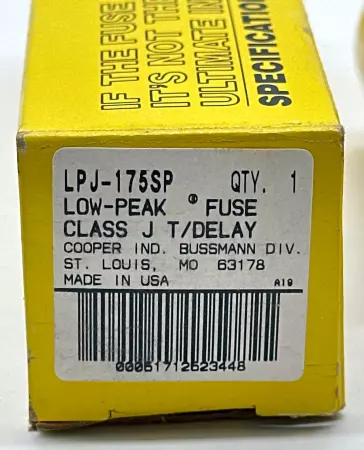 Bussmann LPJ-175SP Low-Peak Time Delay Fuse, 600VAC 300VDC 175Amp, Class J 