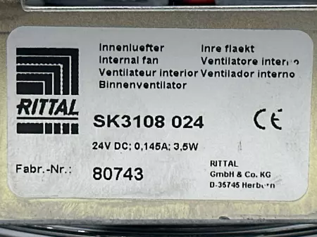 Rittal SK3108 024 Internal Fan 24VDC 