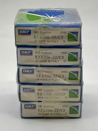 SKF E2.6206-2Z/C3 Deep Groove Ball Bearing, 30mm Bore 16mm Width Lot of 5