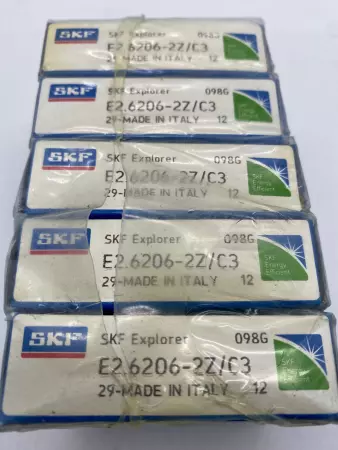 SKF E2.6206-2Z/C3 Deep Groove Ball Bearing, 30mm Bore 16mm Width Lot of 5