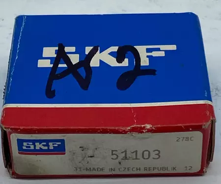 SKF 51103 Single Direction Thrust Ball Bearing, 17mm Bore 9mm Width 