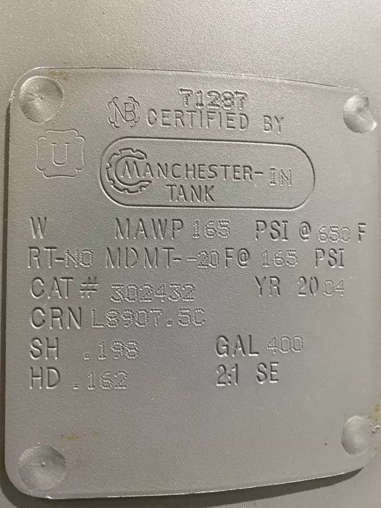 Manchester-Tank 302432 Vertical Air Receiver Tank, 400Gal 