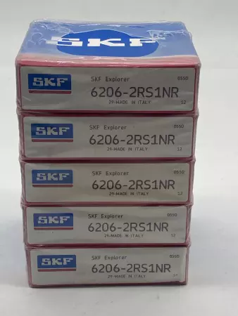 SKF 6206-2RS1NR Deep Groove Ball Bearing, Bore 30mm Width 16mm Lot of 5